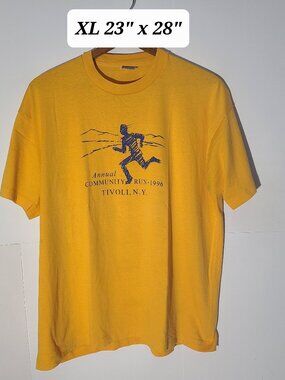 Vintage Community Run Tivoli, New York Yellow XL T-Shirt Single Stitch Made/USA